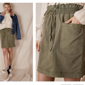 Anthropologie Linen Blend Army Green Skirt